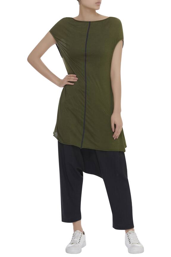 Kapda By Urvashi Kaur Cotton Jersey Asymmetric Top