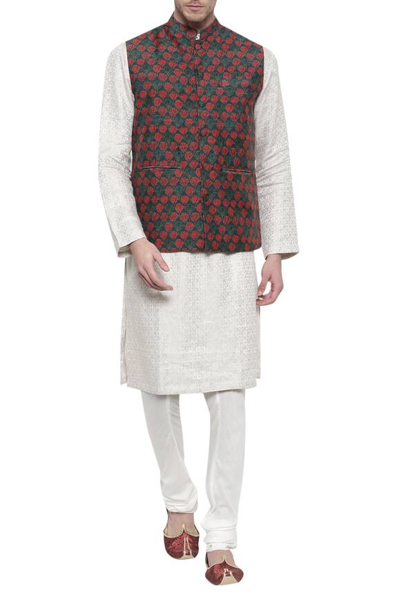 Mayank Modi - Men Floral print nehru jacket