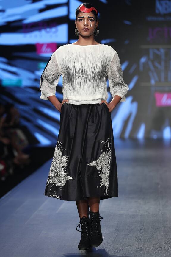 Nitin Bal Chauhan Edge Monochrome top with skirt