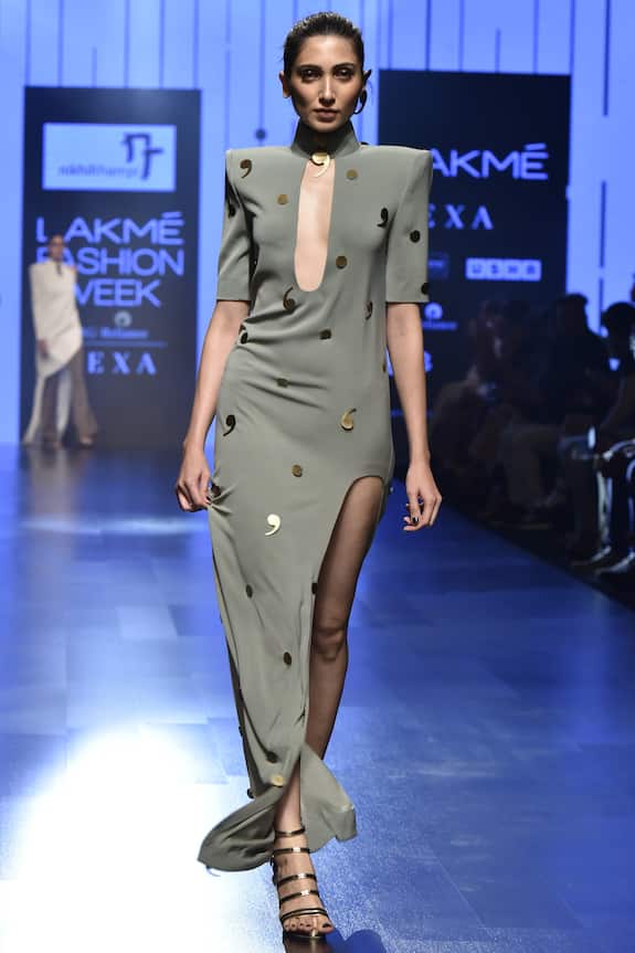 Nikhil Thampi Embellished High Slit Dress