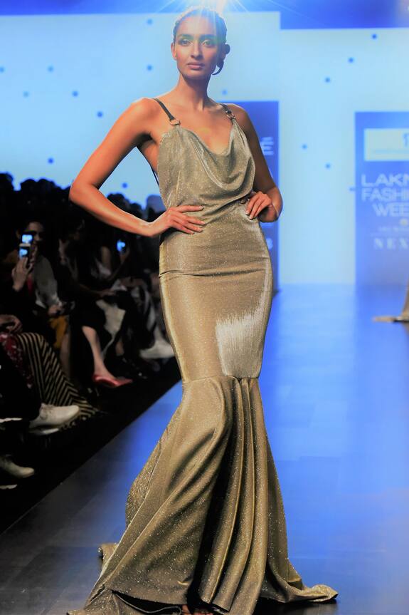 Nikhil Thampi Draped Fishtail Gown