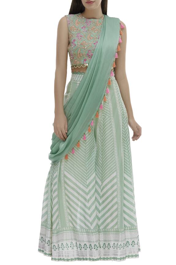 Khwaab by Sanjana Lakhani Pre-draped Sharara Set