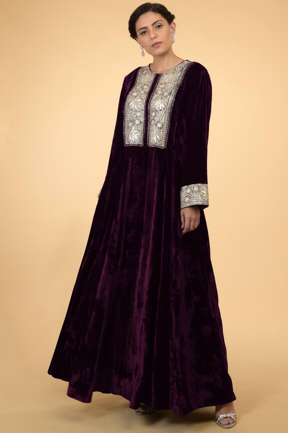 Talking Threads  Silk Velvet Flared Kaftan