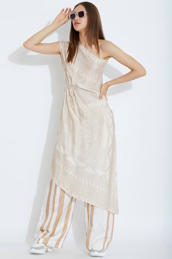 Aartivijay Gupta Silk One Shoulder Dress