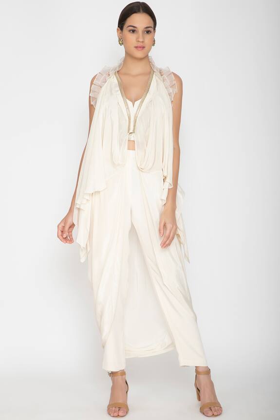 Varun Bahl Embellished Cape with Top