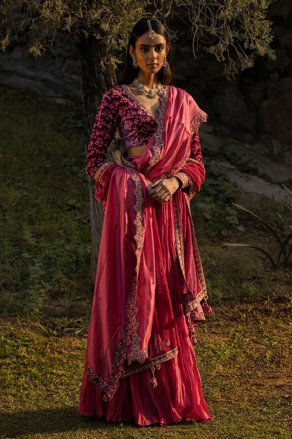 Punit Balana Crushed Lehenga Set