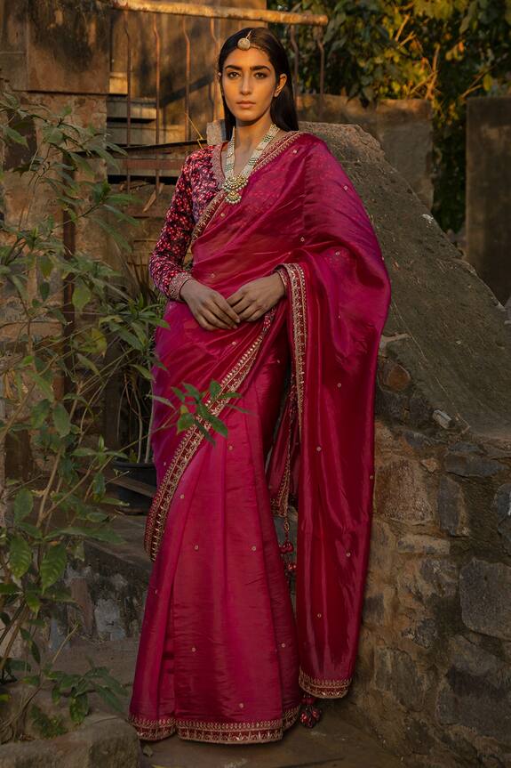 Punit Balana Silk Organza Saree with Velvet Blouse