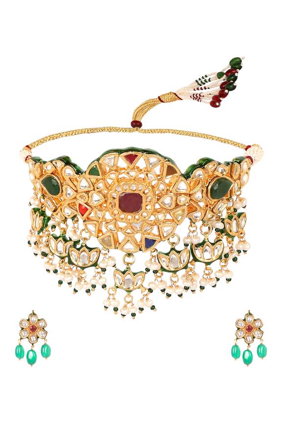 Lotus Sutra Padmini Meenakari Floral Choker Set