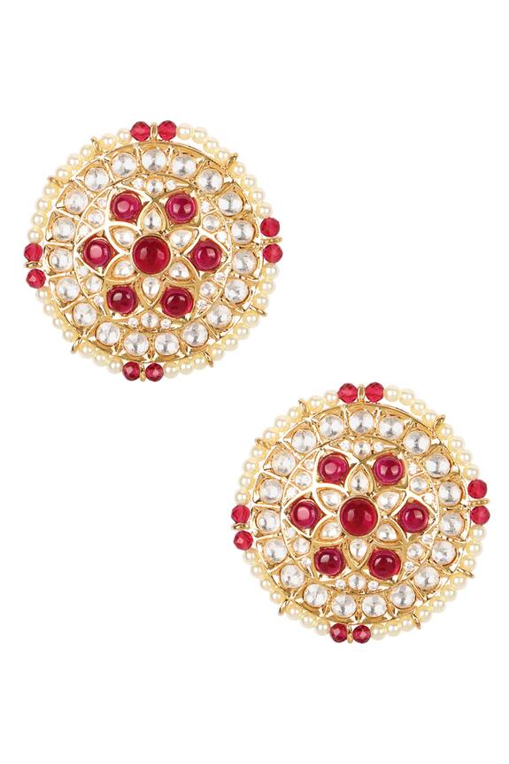 Lotus Sutra Kundan Polki Floral Stud Earrings