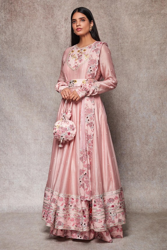 Ajiesh Oberoi Chanderi Embroidered Anarkali Set