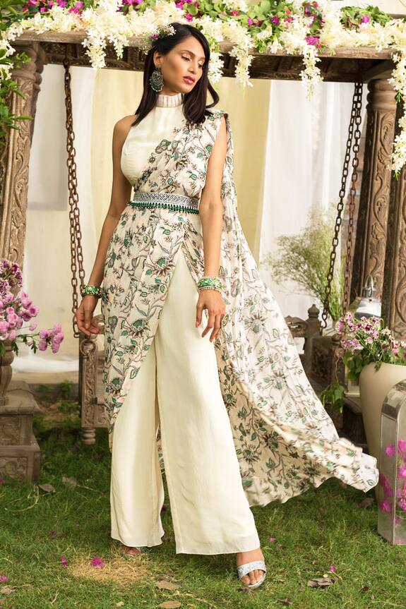 Chhavvi Aggarwal Printed Pant Saree with Blouse