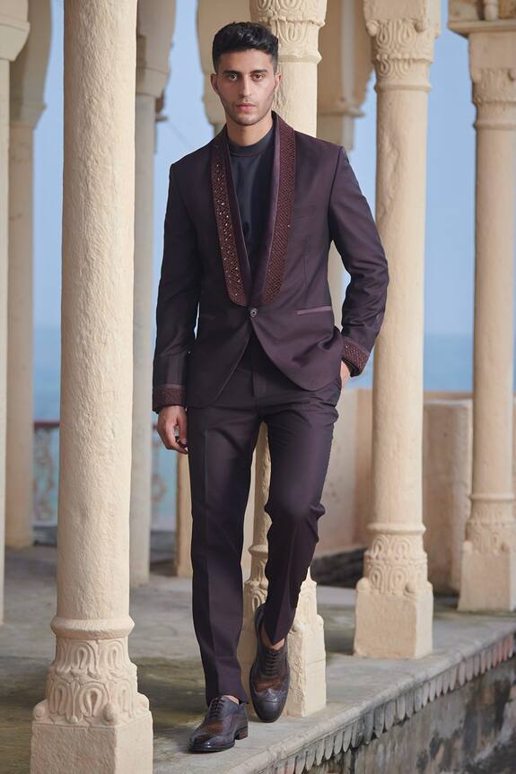 Rachit Khanna Embroidered Tuxedo & Pant Set