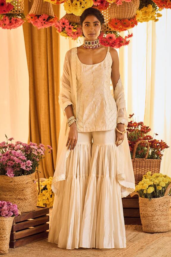 Punit Balana Handloom Chanderi Kurta Gharara Set