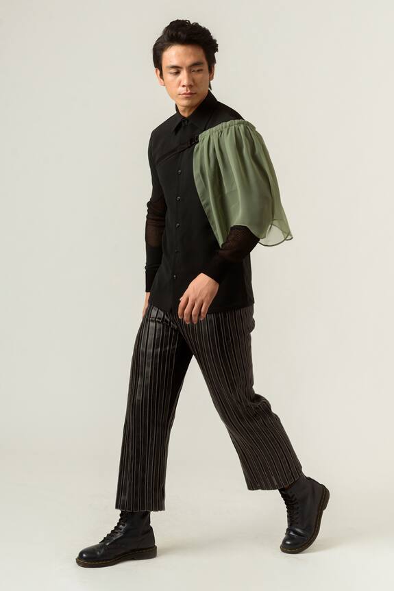 Siddhant Agrawal Label Striped Leather Trouser