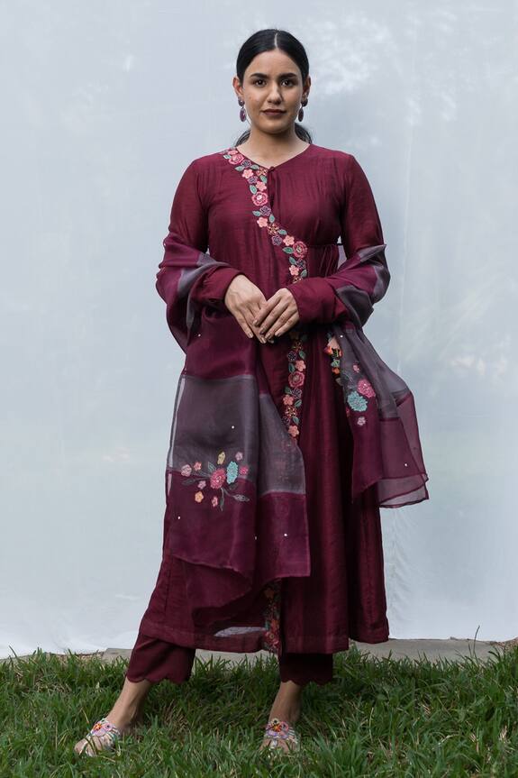 Beige Silk Chanderi Kurta Set