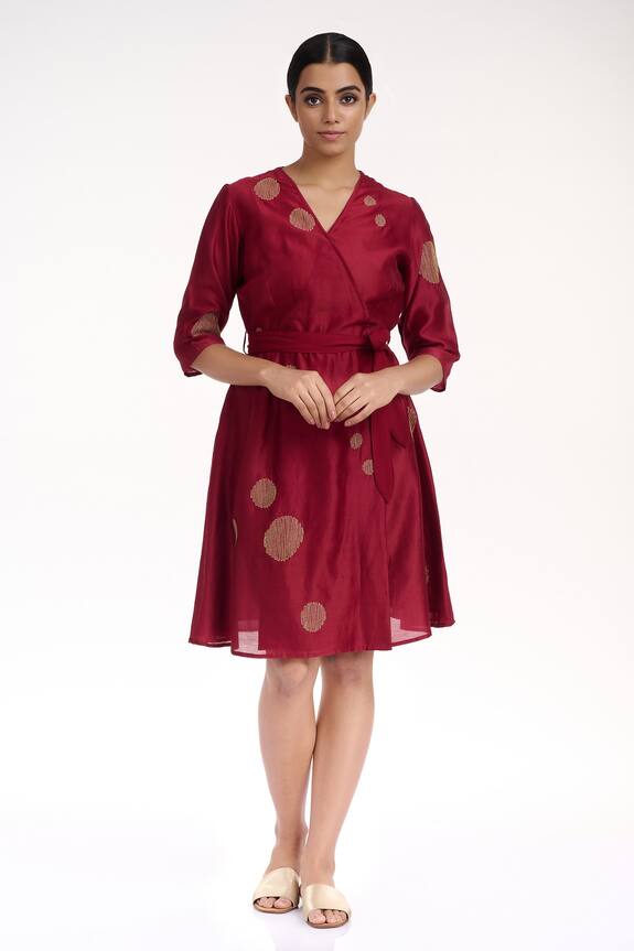 Abraham & Thakore Silk Wrap Dress
