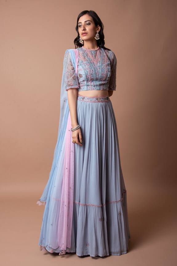 K.Anshika Georgette Embellished Lehenga Set