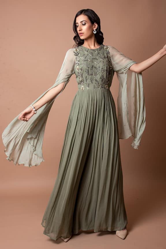 K.Anshika Split Sleeve Pleated Jumpsuit