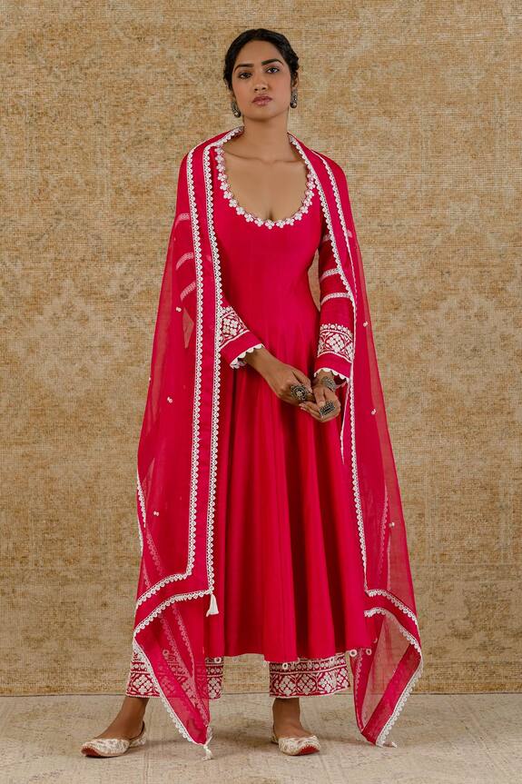Devnaagri Chanderi Anarkali Palazzo Set