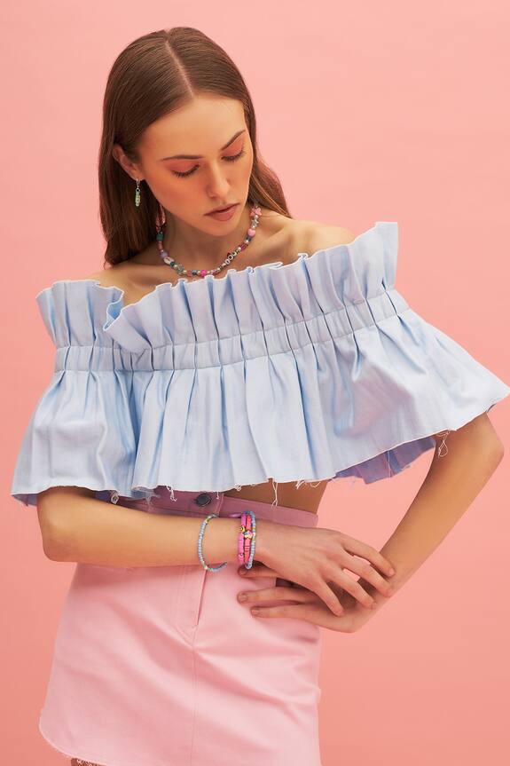 TheRealB Waterfall Mist Pleated Tube Top