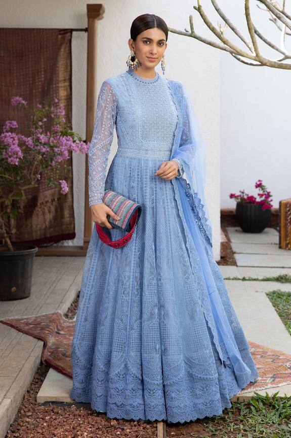 Jade by Monica and Karishma Kalaka Embroidered Gown With Dupatta