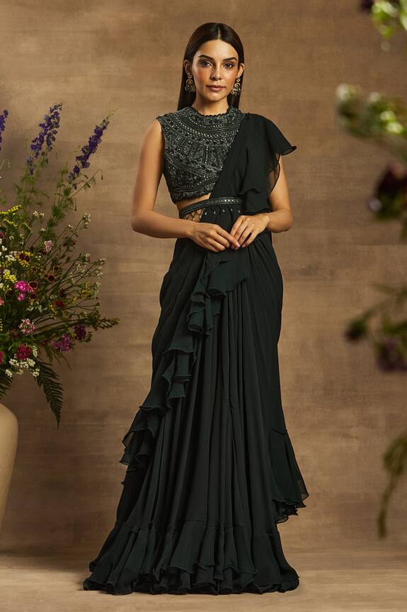 Awigna Farah Pre-Draped Saree With Blouse