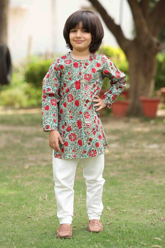 Minime Organics Floral Print Kurta Set