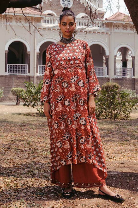 Jodi Sultana Block Print Kurta & Palazzo Set