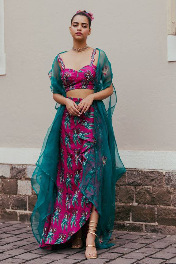 Jodi Gajner Block Print Draped Skirt