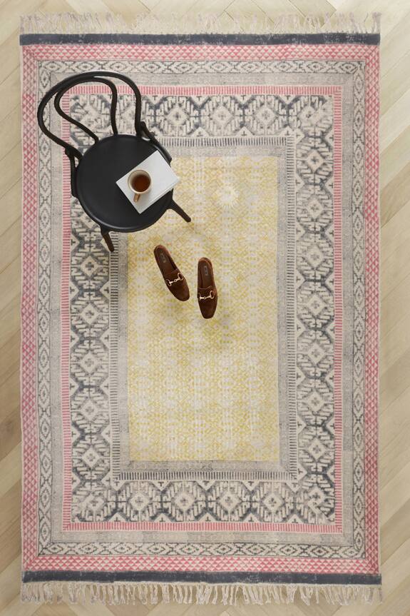 ORNA Cotton Hand Block Printed Rug