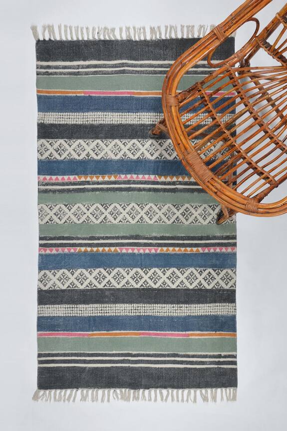 ORNA Cotton Hand Block Printed Rug