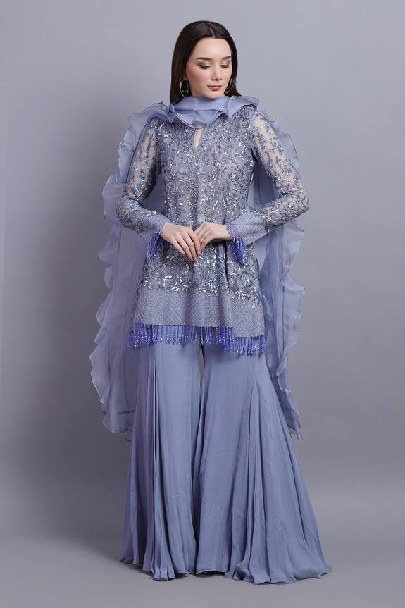 Asira Fleur Embroidered Kurta Sharara Set