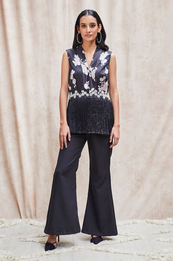 J by Jannat Floral Print Fringe Tunic & Pant Set