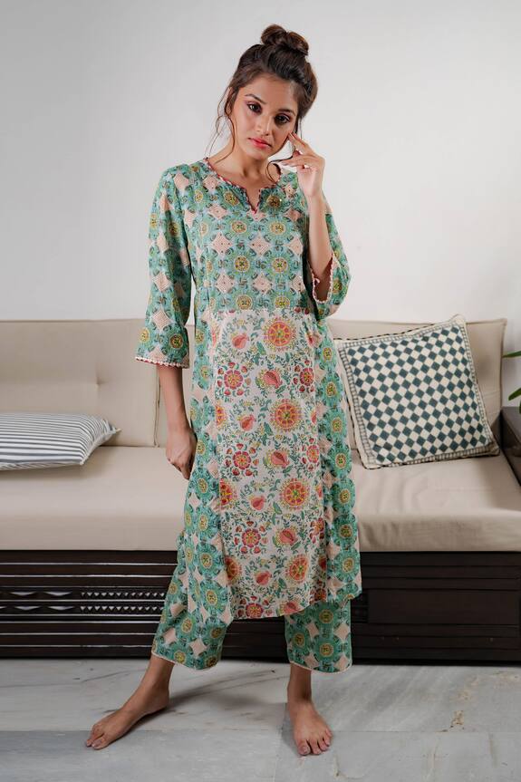 Pants and Pajamas Zohra Block Print Kurta  