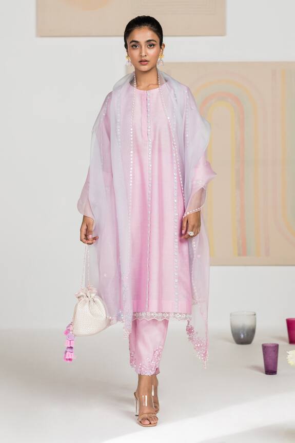 Madsam Tinzin Silk Chanderi Kurta Set