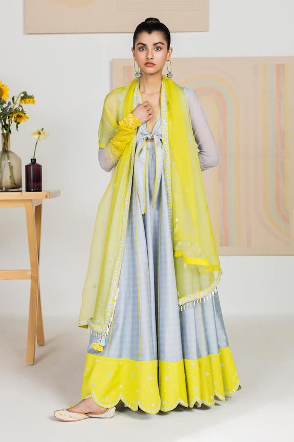 Madsam Tinzin Swirl Print Anarkali Set