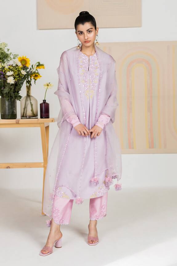 Madsam Tinzin Silk Chanderi Kurta Set