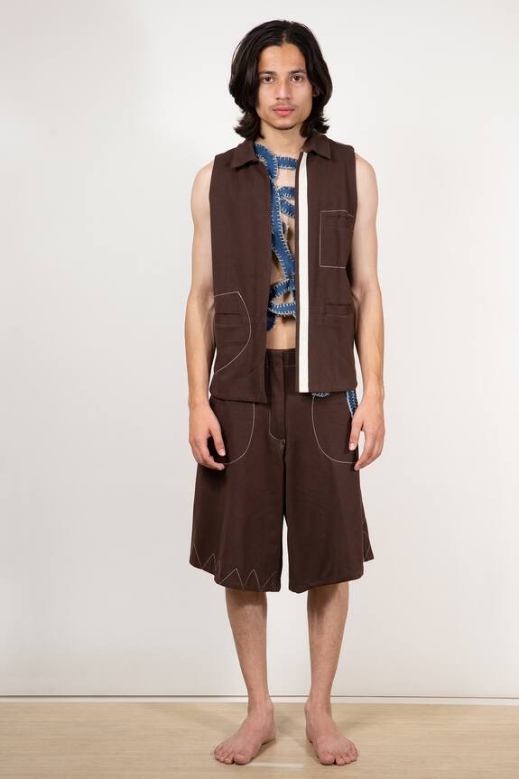 Leh Studios Sand Sleeveless Contrast Stripe Vest