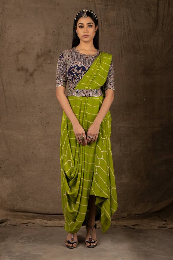 Nupur Kanoi Cowl Pre-Draped Printed Saree With Blouse