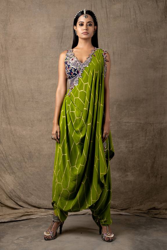 Nupur Kanoi Pre-Draped Dhoti Saree With Blouse