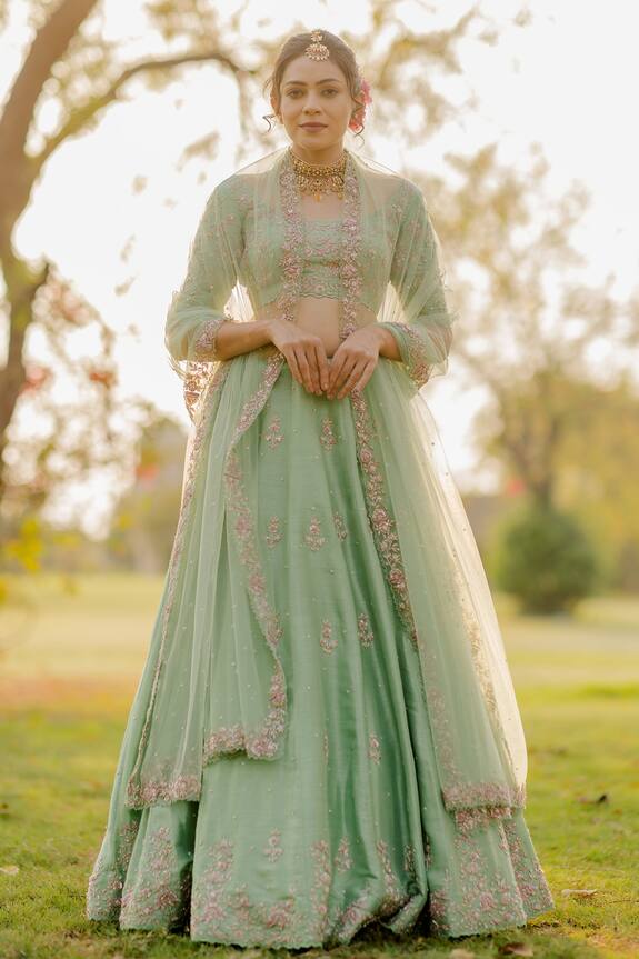 Anupraas by Nishant and Rahul Cutdana Embroidered Lehenga Set