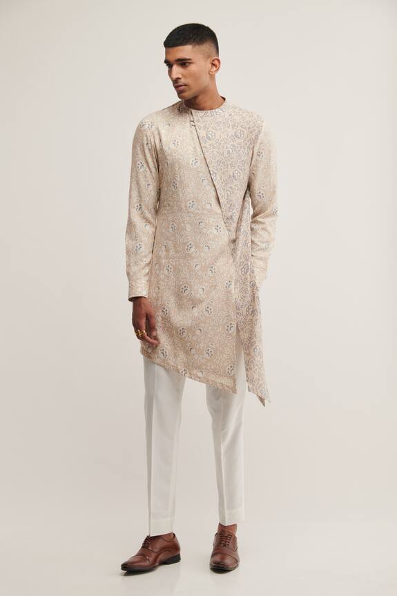 Dhruv Vaish Floral Print Asymmetric Kurta Set