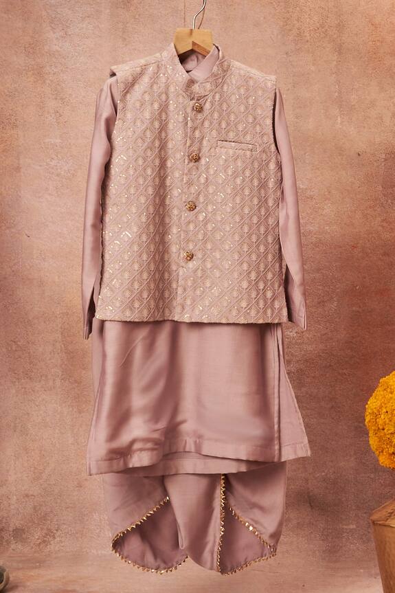 All Boy Couture Embroidered Bundi Dhoti Pant Set