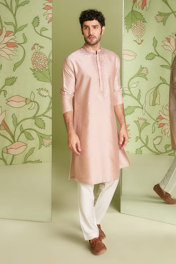 Sanjev Marwaaha Embroidered Placket Kurta Set