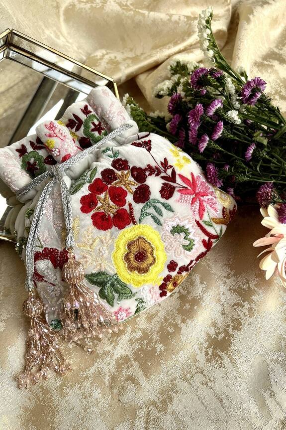 Fuchsia Floral Embroidered Potli