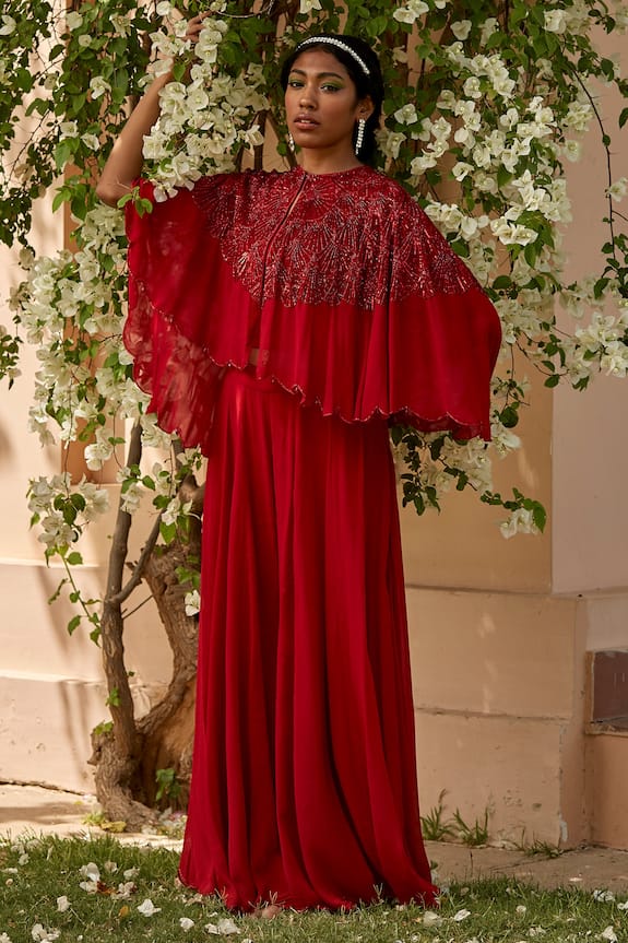 Dania Siddiqui Embroidered Cape & Sharara Set