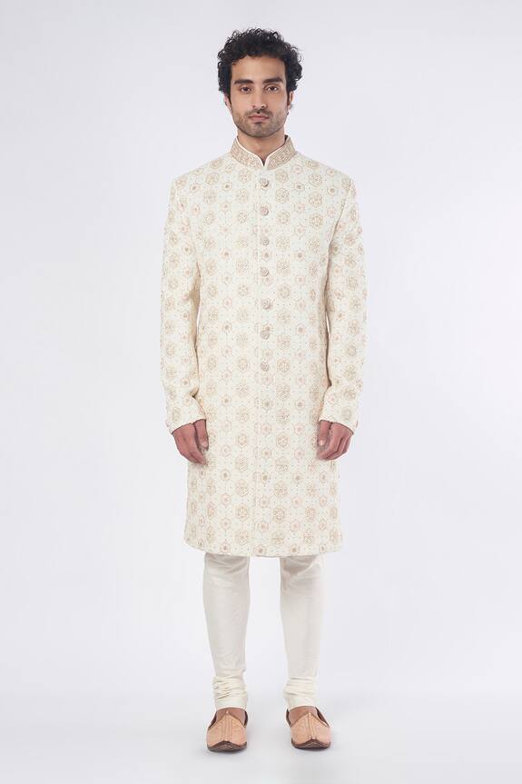 Nero by Shaifali and Satya Lucknowi Embroidered Sherwani Set