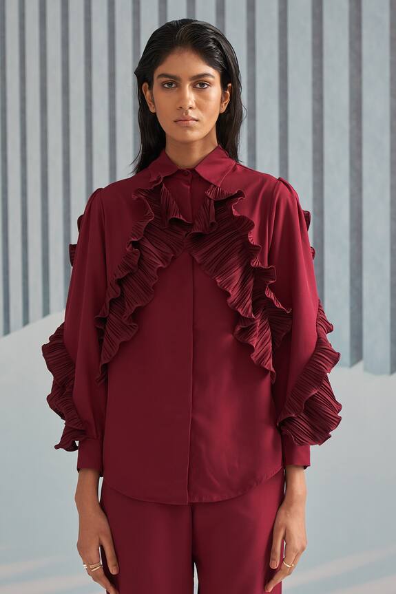 Pleats By Aruni Ruffle Full Sleeve Shirt
