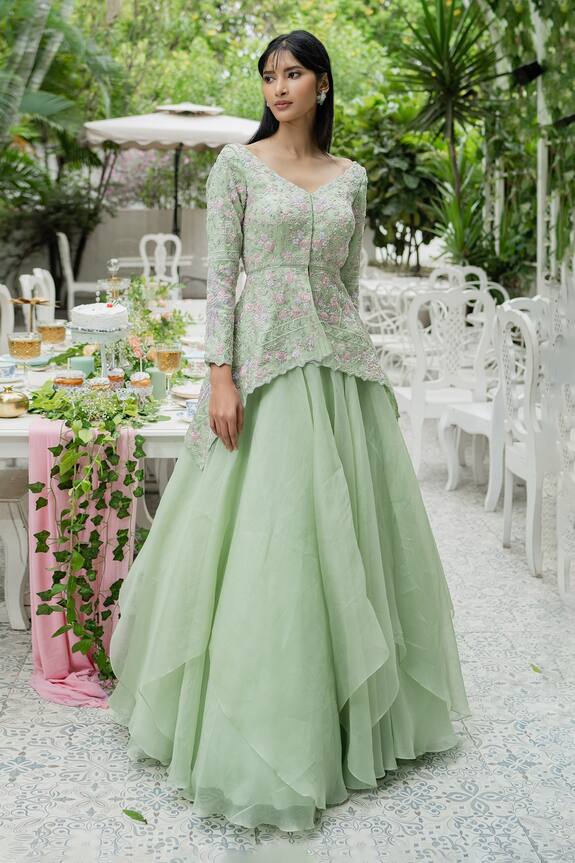 Varun Chakkilam Peplum Top & Skirt Set