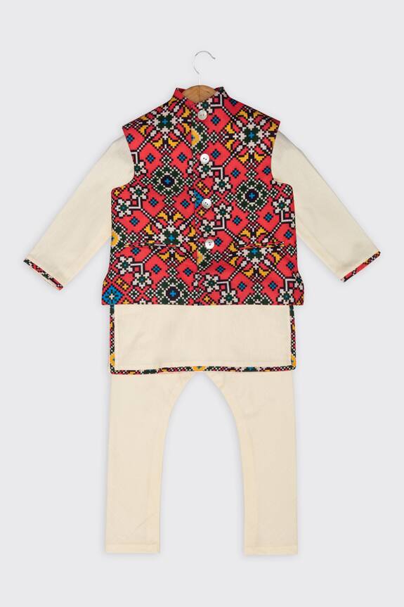 Minikin Patola Print Bundi & Kurta Set